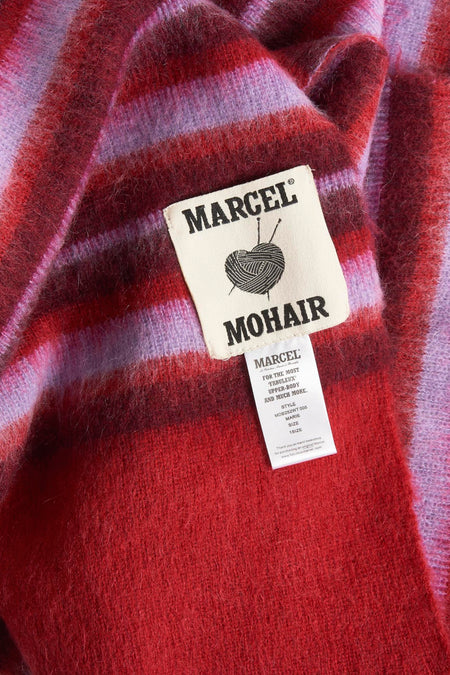 Écharpe d'hiver multicolore en mohair de Le Fabuleux Marcel de Bruxelles, avec un motif rayé et une douce texture.
