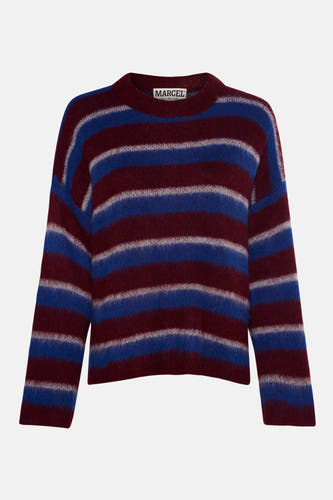 Sweat-shirt multicolore avec col rond de Le Fabuleux Marcel de Bruxelles, à rayures et longues manches.