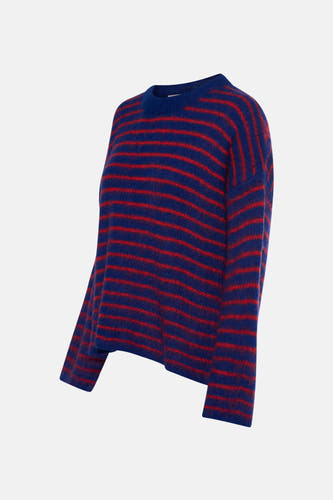 Sweat-shirt multicolore avec col rond de Le Fabuleux Marcel de Bruxelles, avec des rayures rouges et une douce texture.