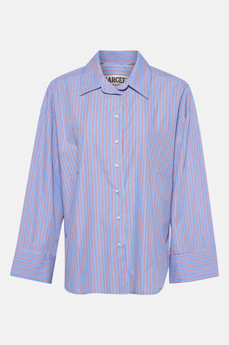 Chemise multicolore à longues manches de Le Fabuleux Marcel de Bruxelles, motif rayé et boutons sur les poignets.