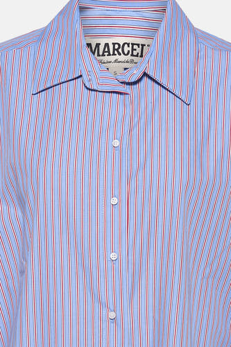 Chemise multicolore à manches longues de Le Fabuleux Marcel de Bruxelles, rayée avec une fermeture à boutons.