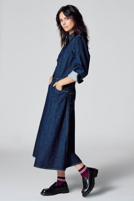 Robes manches longues Dark blue denim - Le Fabuleux Marcel de Bruxelles