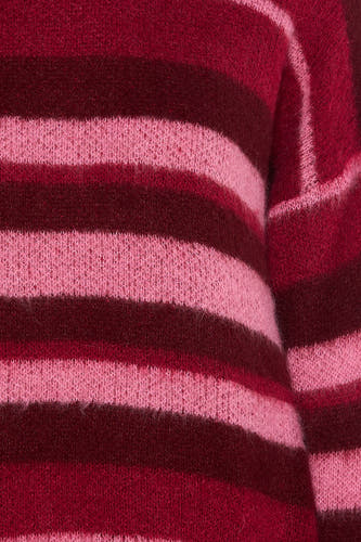Sweat-shirt multicolore de Le Fabuleux Marcel de Bruxelles, avec des rayures horizontales dans des tons de rose et de bordeaux.