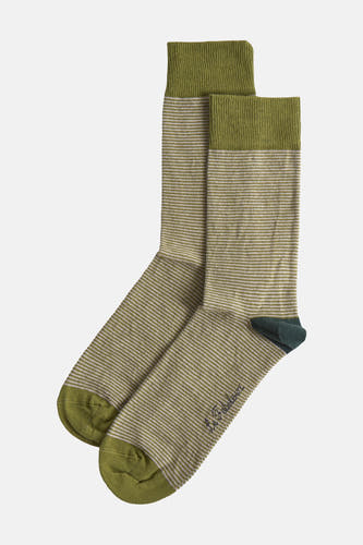 Chaussettes vertes de Le Fabuleux Marcel de Bruxelles, avec un motif rayé et des orteils et bord contrastants.