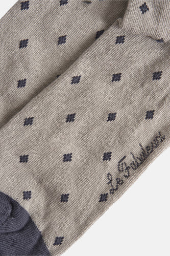 Chaussettes grises de Le Fabuleux Marcel de Bruxelles avec un motif à carreaux et une bordure de marque.