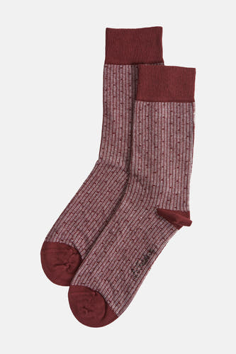 Chaussettes de Bordeaux de Le Fabuleux Marcel de Bruxelles, avec des rayures verticales subtiles et un bord lisse.