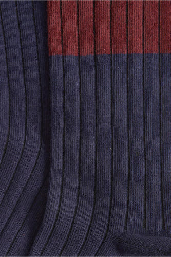 Chaussettes multicolores de Le Fabuleux Marcel de Bruxelles, avec un motif rayé et une texture côtelée.