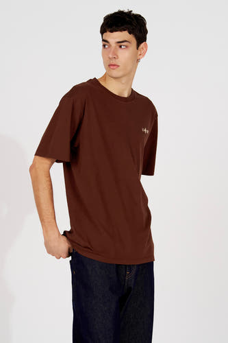 T-shirt marron à manches courtes de Le Fabuleux Marcel de Bruxelles, avec un design uni et un style décontracté.