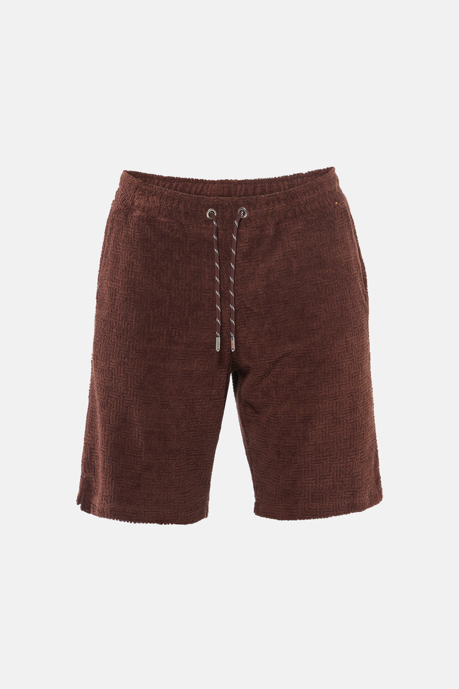 Short marron de Le Fabuleux Marcel de Bruxelles avec une texture gaufrée et un cordon de serrage.