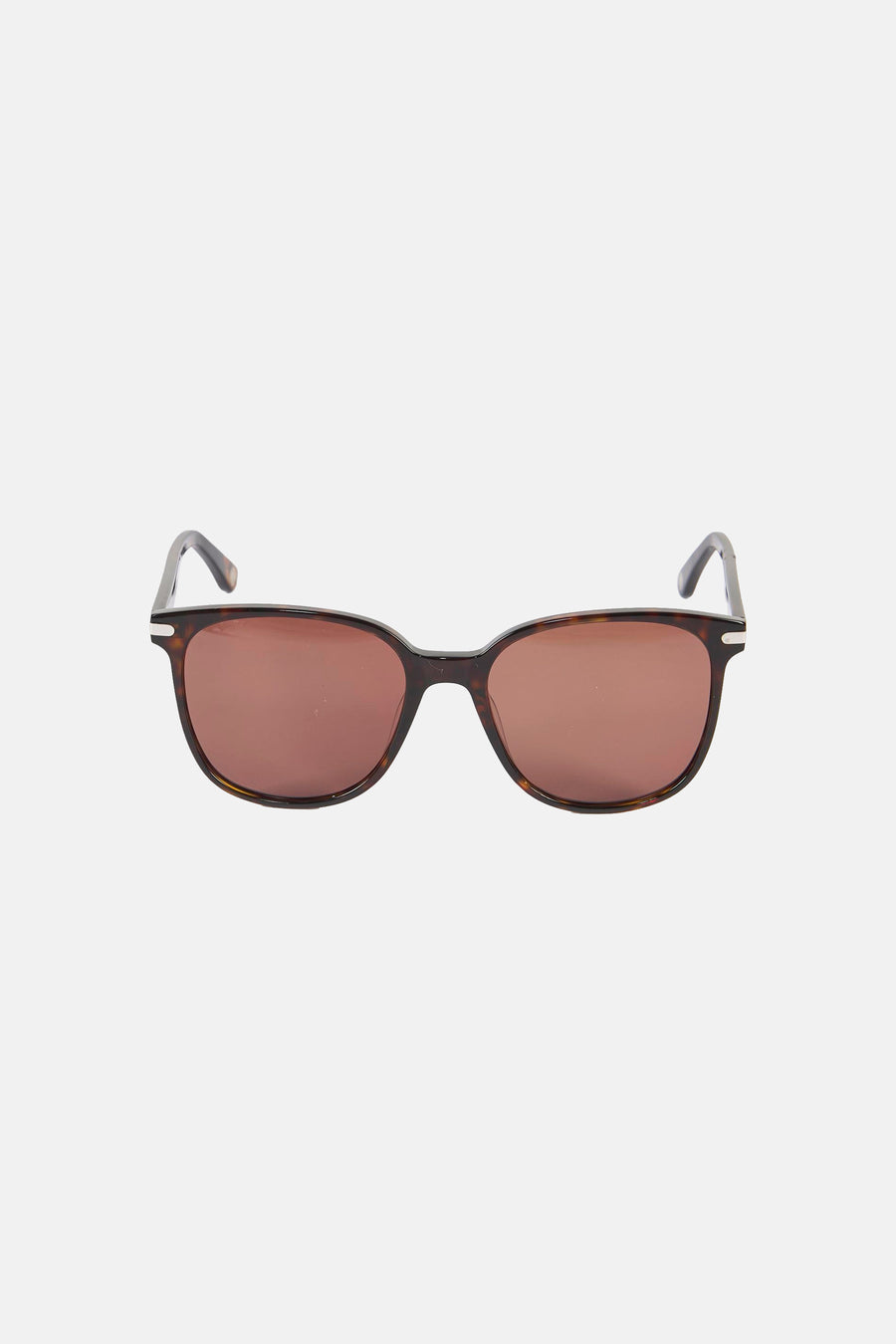 Lunettes de soleil marron de Le Fabuleux Marcel de Bruxelles, avec un motif écaille de tortue sur la monture et de subtils détails argentés.