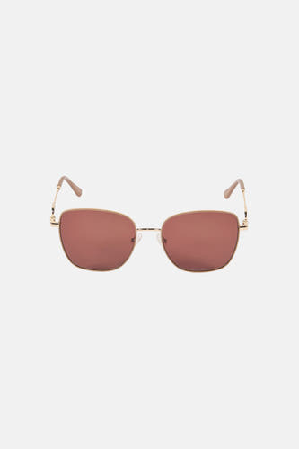 Lunettes de soleil beiges de Le Fabuleux Marcel de Bruxelles, avec monture dorée et détails sur les branches.