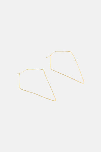 Boucles d'oreilles dorées de Le Fabuleux Marcel de Bruxelles avec un design géométrique ouvert.