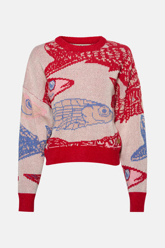 Sweat-shirt multicolore avec col rond de Le Fabuleux Marcel de Bruxelles, à motif pois et longues manches.