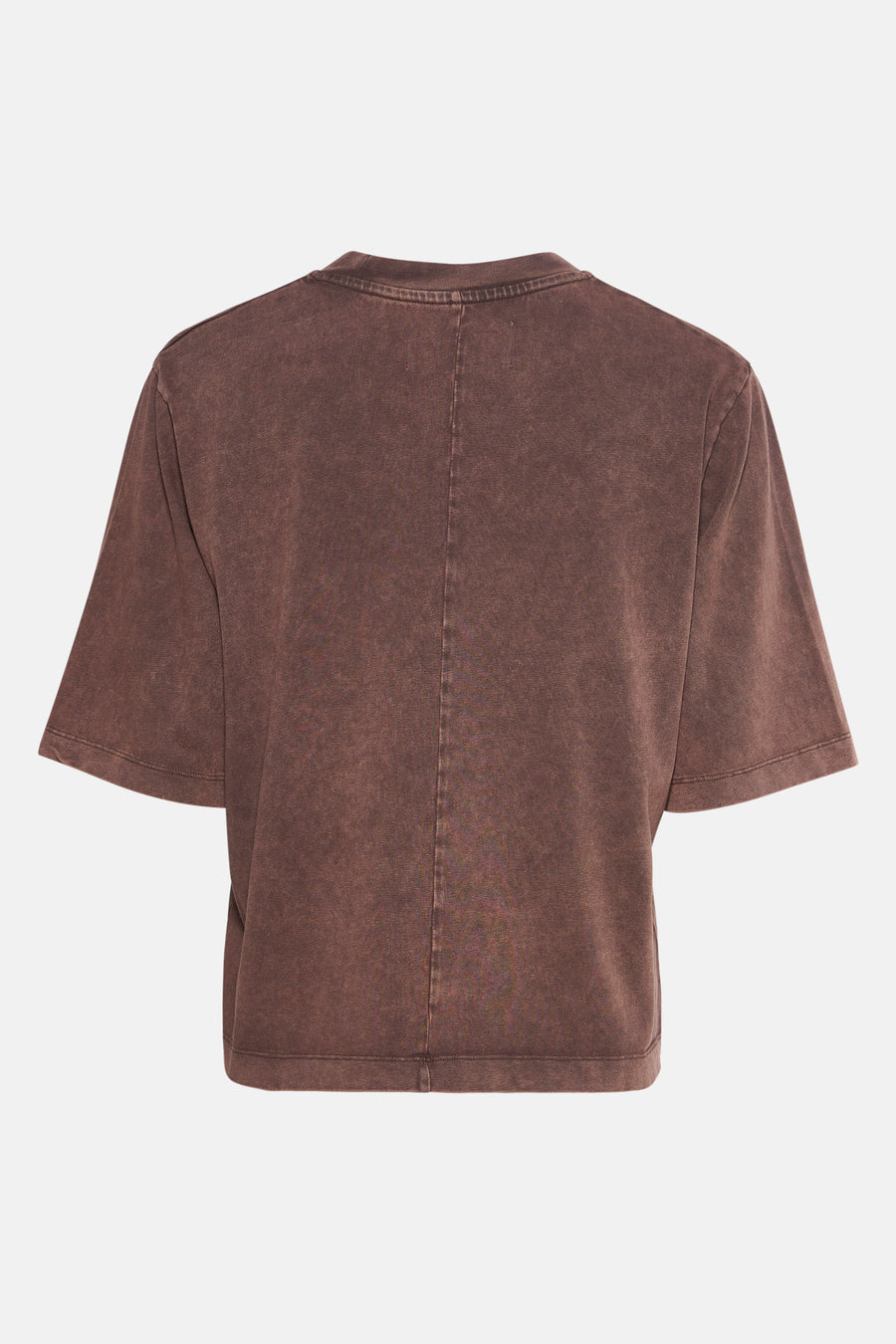 Bruin T-shirt met korte mouwen.