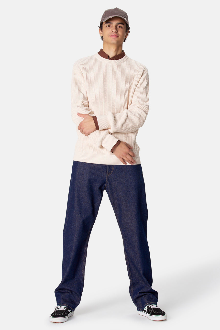 Pull col O - blanc