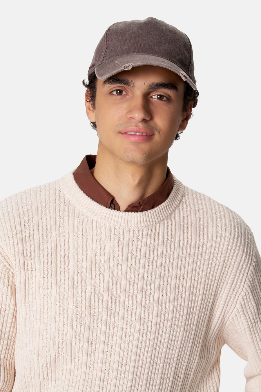 Pull col O - blanc