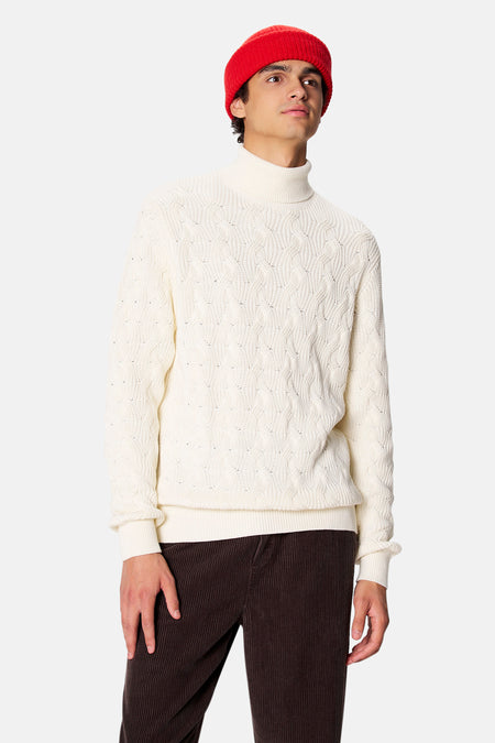 Pull col O - blanc