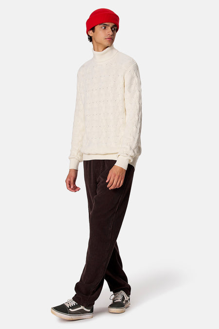 Pull col O - blanc