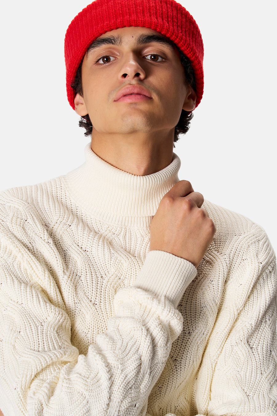 Pull col O - blanc