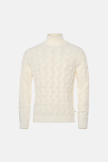 Pull col O - blanc