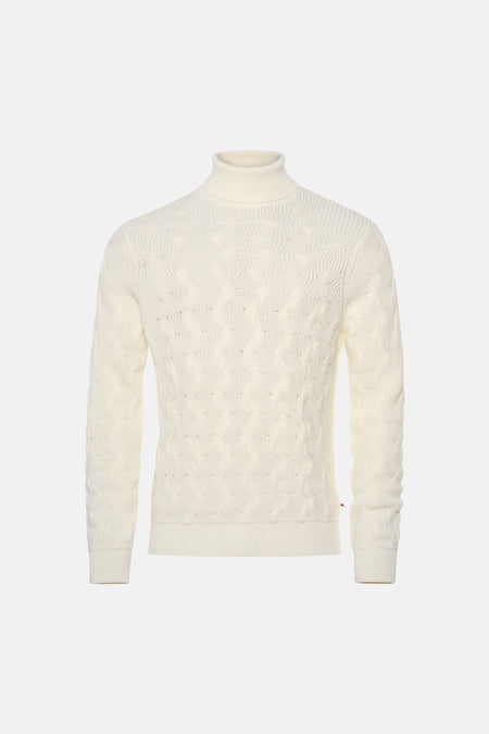 Pull col O - blanc