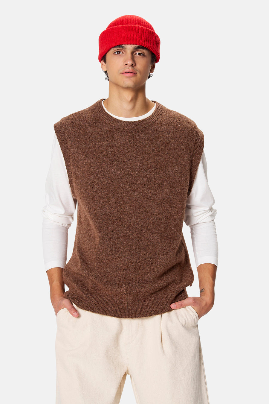 Pull sans manches - brun