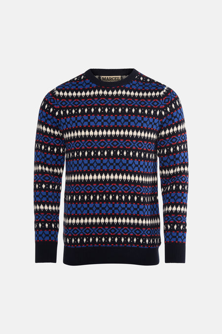 Pull col O - bleu