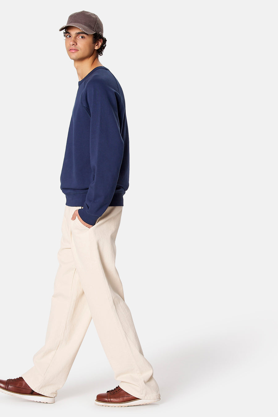 Sweat col O - bleu