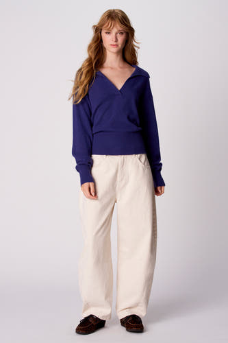 Pull col V - bleu