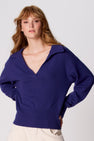 Pull col V - bleu