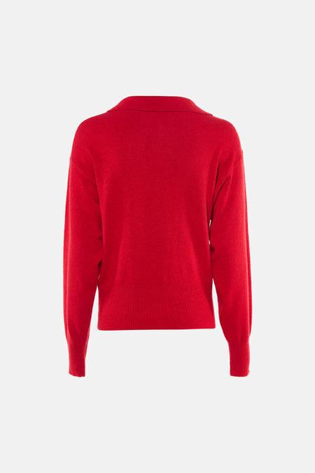 Pull col V - rouge