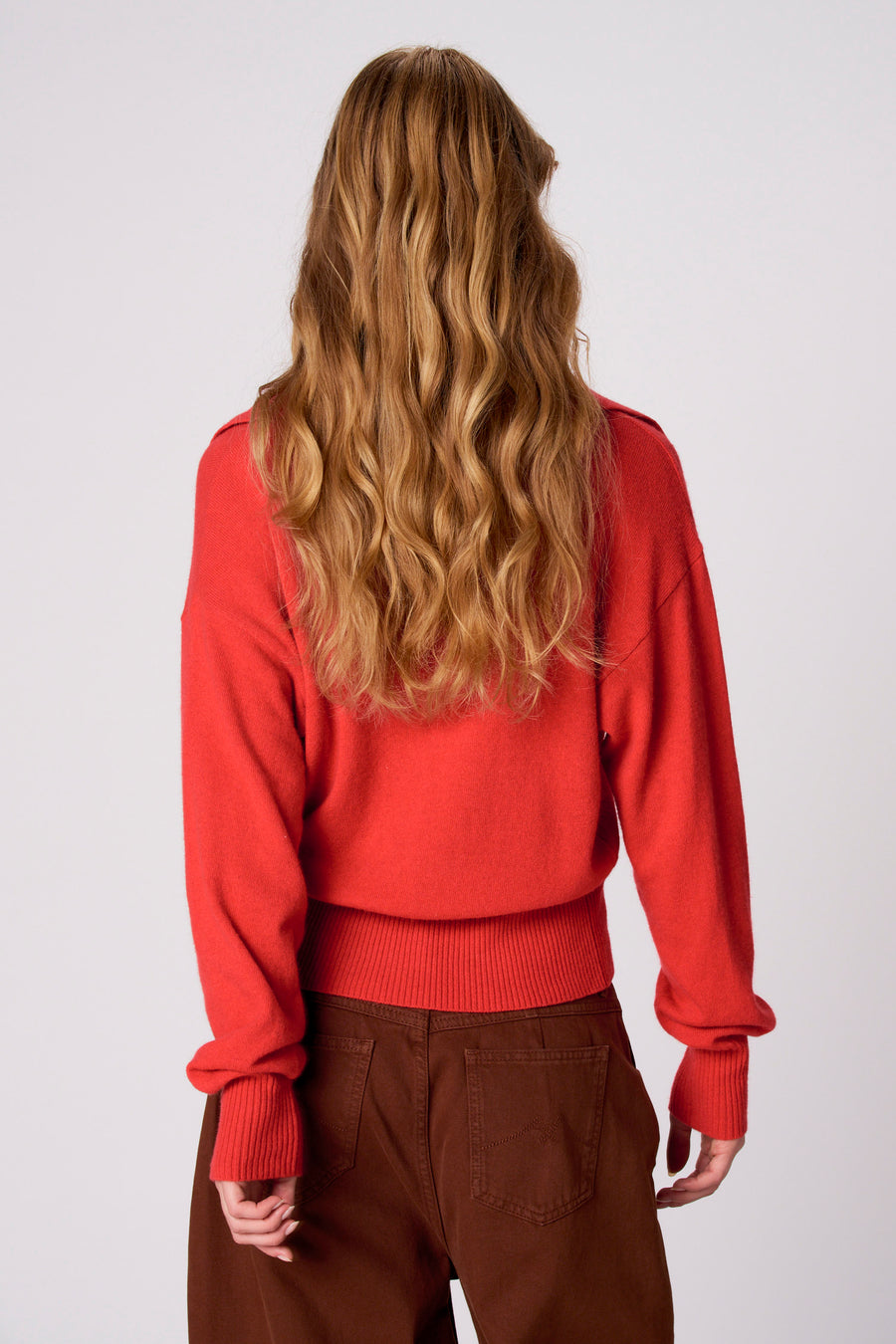 Pull col V - rouge