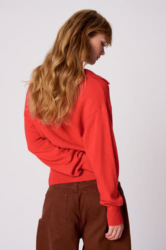 Pull col V - rouge