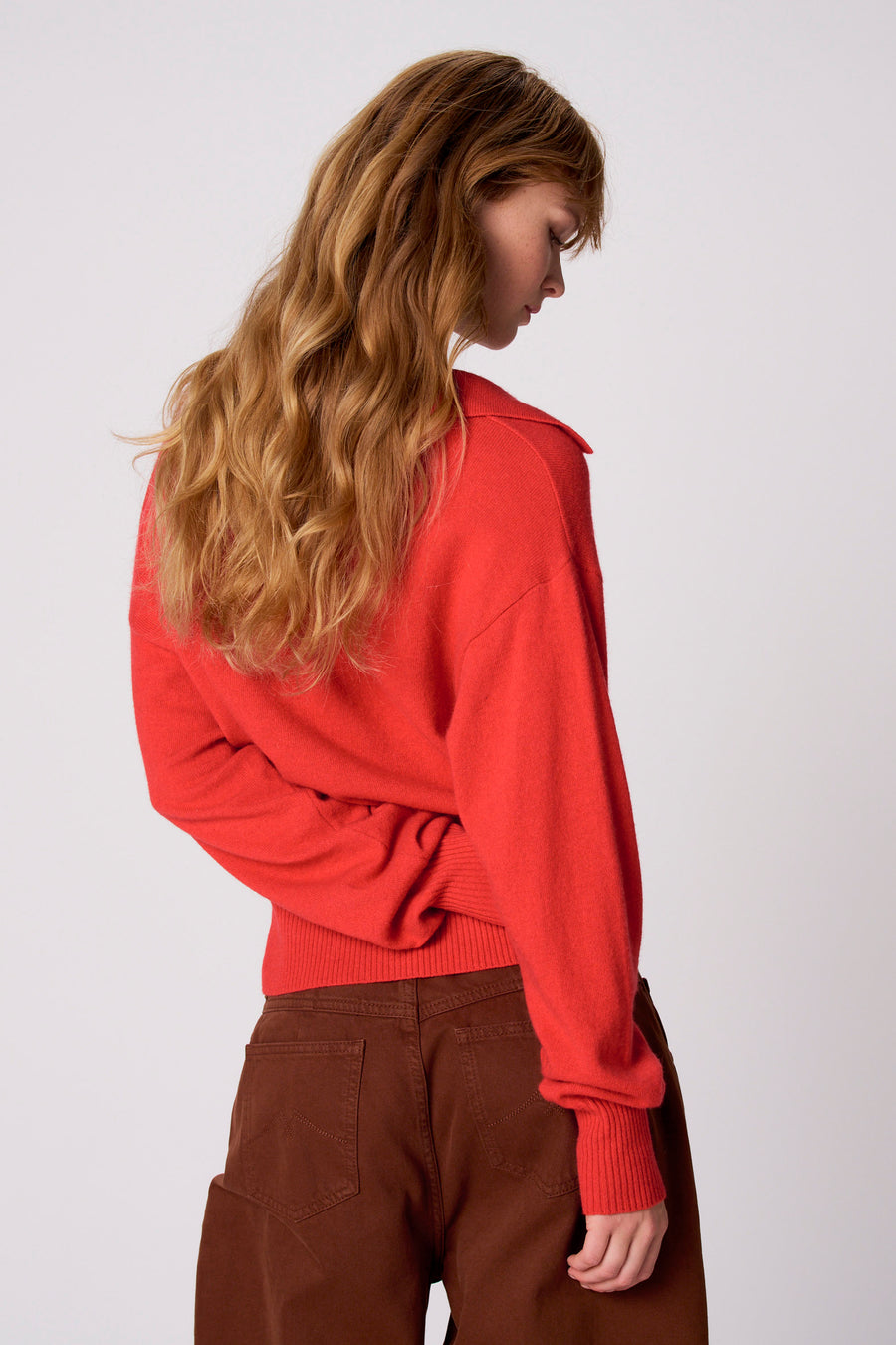 Pull col V - rouge