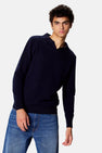 Pull col V - bleu
