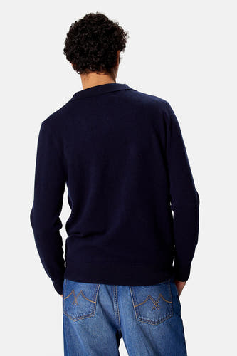 Pull col V - bleu