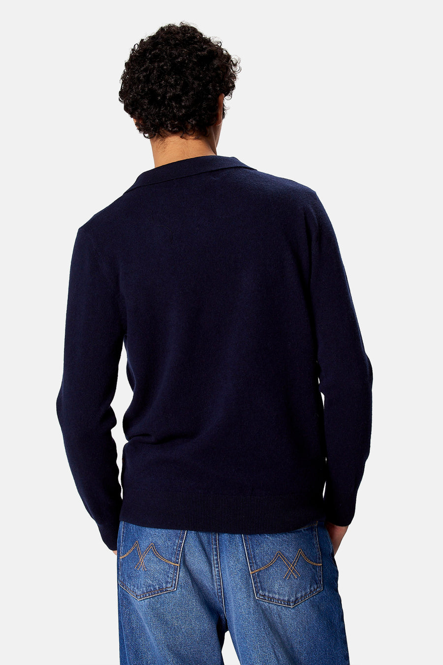 Pull col V - bleu