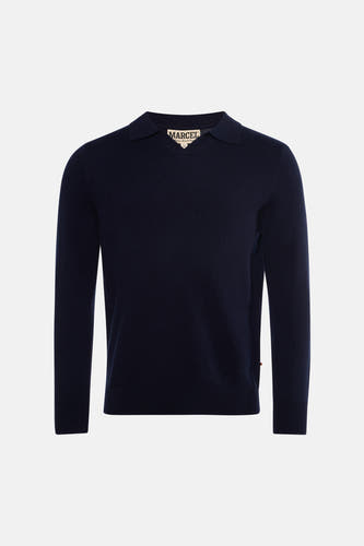 Pull col V - bleu