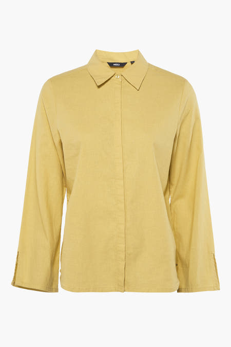 Chemise jaune à manches longues de MEXX, avec collet et fermeture à boutons.