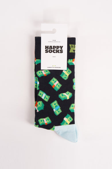 Chaussettes multicolores de Happy Socks avec un motif de piles d'argent et des bordures contrastantes.
