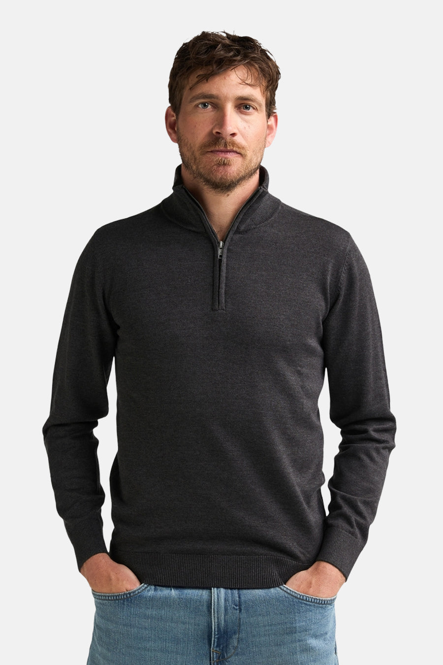 Pull col O - gris