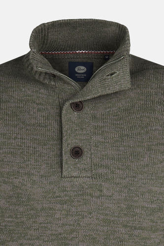 T-shirt vert avec col rond de Petrol Industries, avec une fermeture à boutons et une texture.