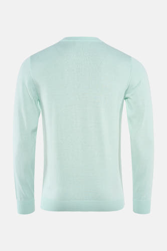 T-shirt vert avec col rond de Petrol Industries®, couleur unie et manches longues.