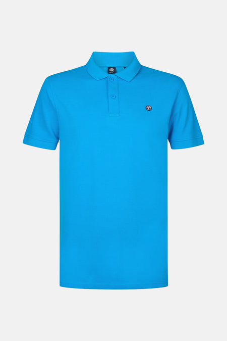 Blauw poloshirt met korte mouwen van Petrol Industries®, met een klein logo op de borst.
