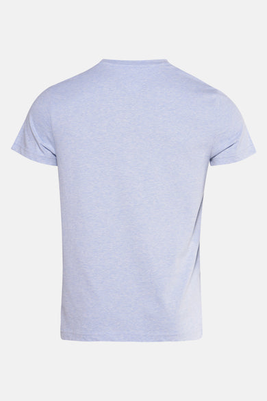 T-shirt bleu à manches courtes de TOMMY HILFIGER, couleur unie et coupe normale, dos.