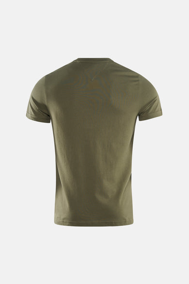T-shirt vert à manches courtes Tommy Hilfiger, de couleur unie et à col rond, dos.