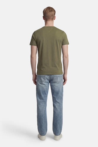 T-shirt vert à manches courtes Tommy Hilfiger, vu de dos, avec un motif subtil.
