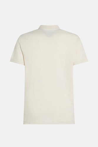 Ivoorwit poloshirt met korte mouwen.