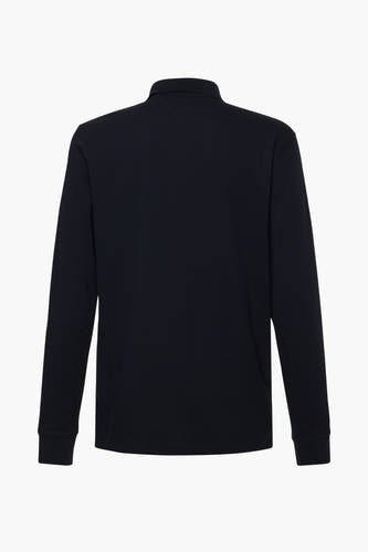 Polo bleu de TOMMY HILFIGER, à longues manches, vu de dos.