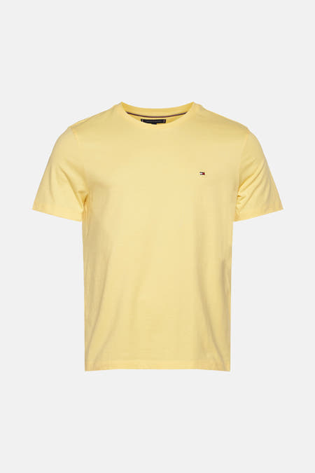 T-shirt jaune à manches courtes de Tommy Hilfiger, avec petit logo brodé sur la poitrine.